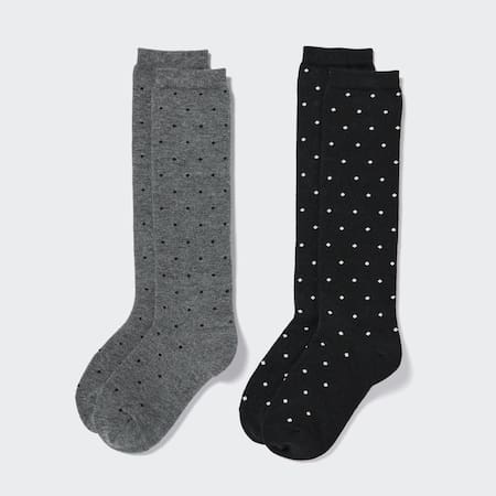 Girls HEATTECH Dotted High Thermal Socks (Two Pairs)