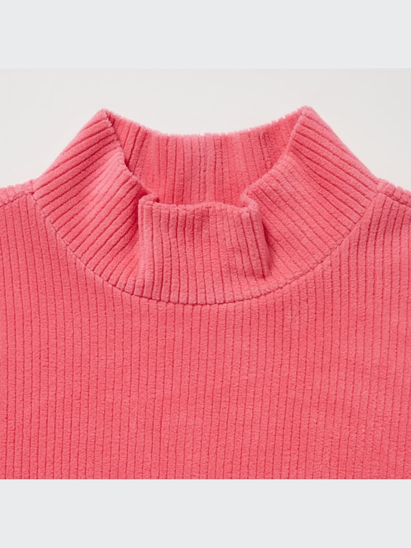 Ribbed Fleece High Neck Long-Sleeve T-Shirt
