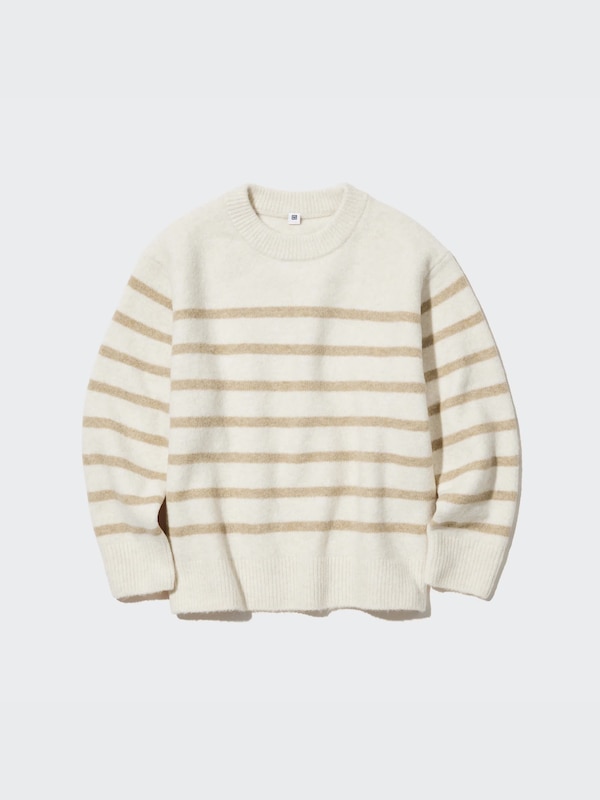 Souffle Yarn Striped Long-Sleeve Sweater