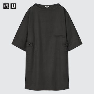 U Relaxed 3/4 Sleeve Pullover Dress
