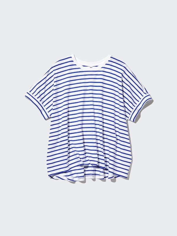 Cotton Oversized Short-Sleeve Striped T-Shirt