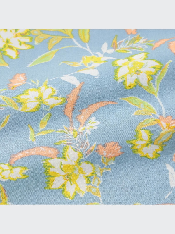 Printed V-Neck Short-Sleeve Flare Dress