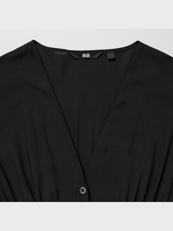 V-Neck Short-Sleeve Flare Dress