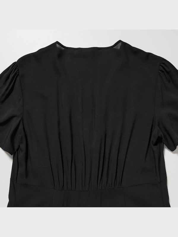 V-Neck Short-Sleeve Flare Dress