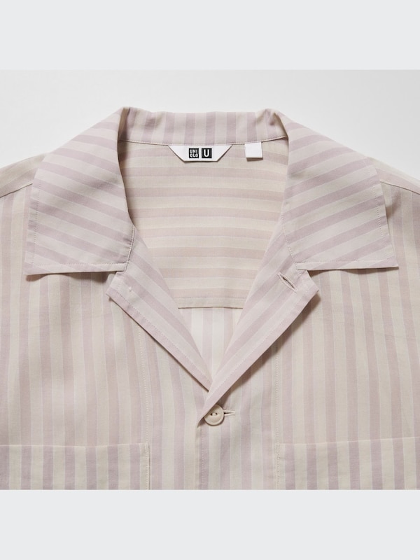 U Cotton Sheer Striped Short-Sleeve Shirt