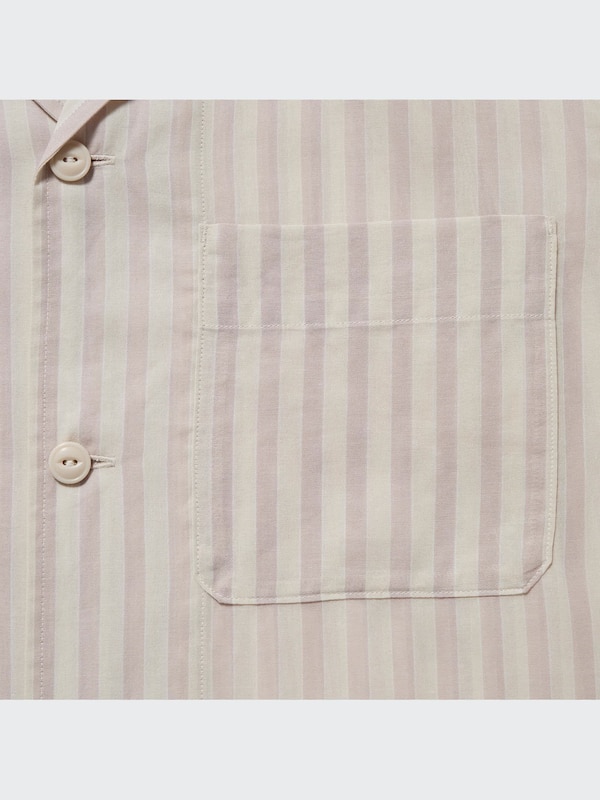 U Cotton Sheer Striped Short-Sleeve Shirt