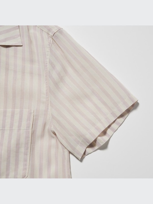 U Cotton Sheer Striped Short-Sleeve Shirt