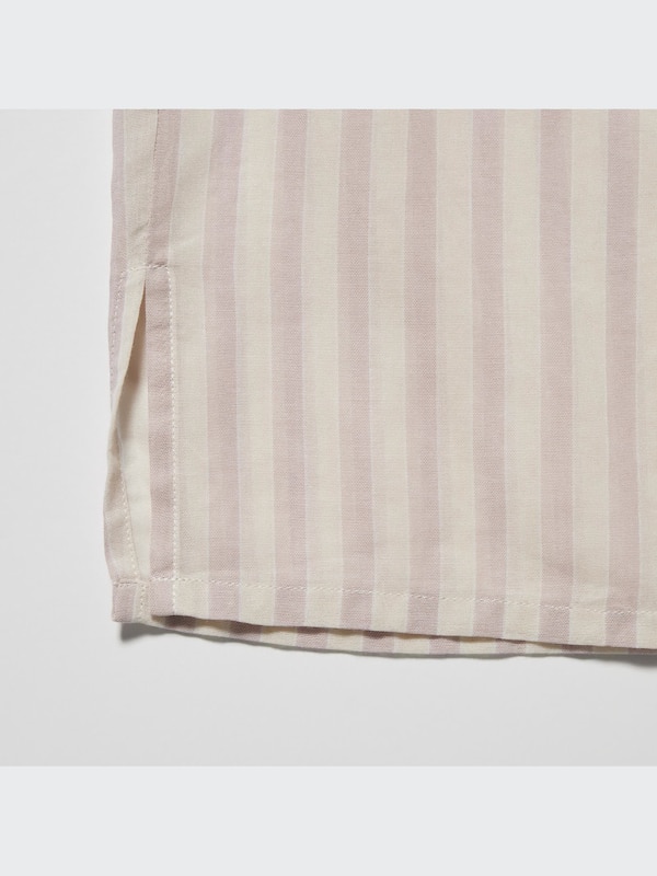 U Cotton Sheer Striped Short-Sleeve Shirt