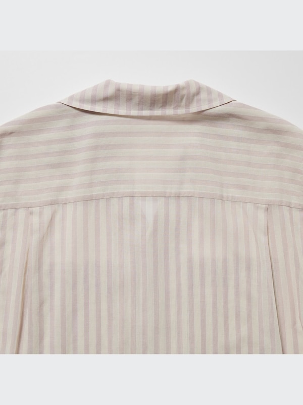 U Cotton Sheer Striped Short-Sleeve Shirt