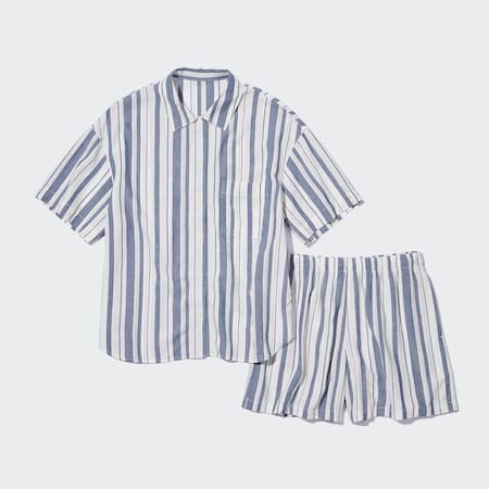 Linen Blend Pajamas (Short Sleeve)