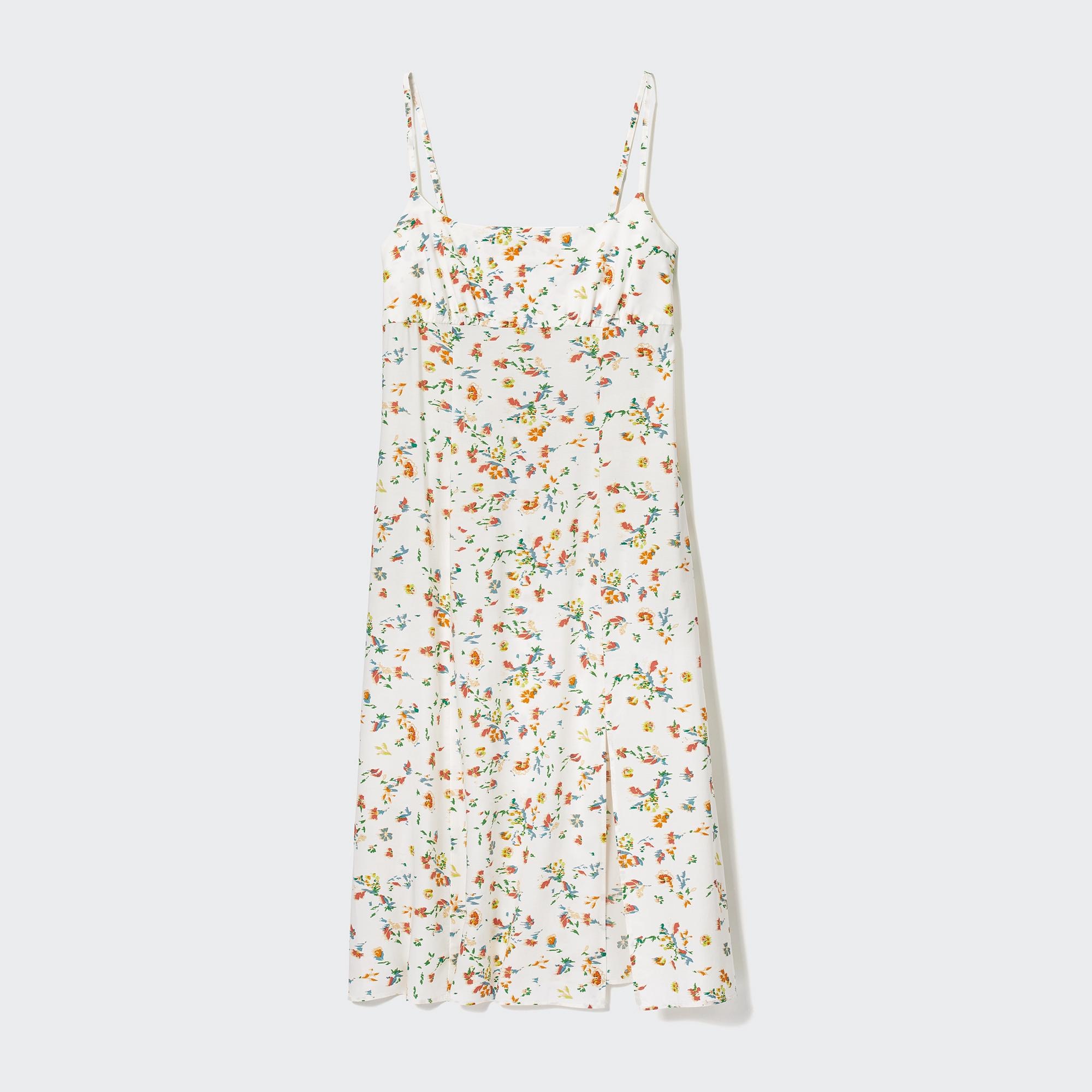 PRINTED FRONT SLIT CAMISOLE DRESS