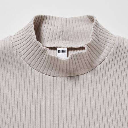 Ribbed High Neck Long Sleeved T-Shirt | UNIQLO