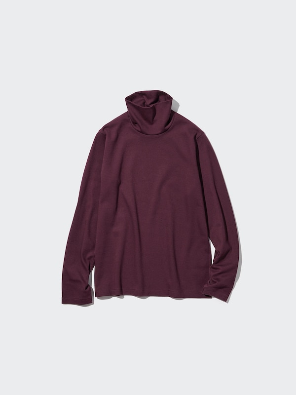 Smooth Stretch Cotton Turtleneck Long-Sleeve T-Shirt