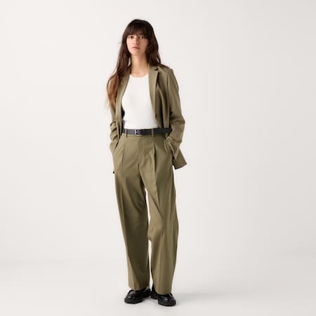 GAP Womens Pleated Wide Leg Pants Olive Green 6 at  Women's Clothing  store