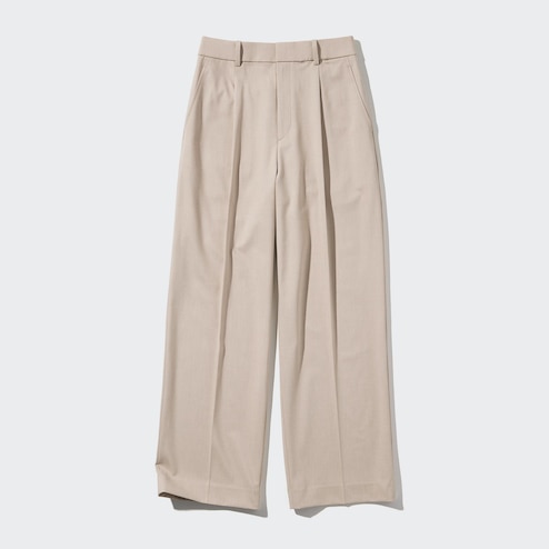 Women's Pants Zipper Fly Fold Pleated Solid Wide Leg Pants Pant
