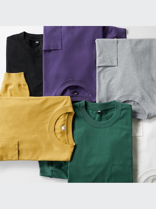 Washed Cotton Crew Neck Long-Sleeve T-Shirt (Oversized)