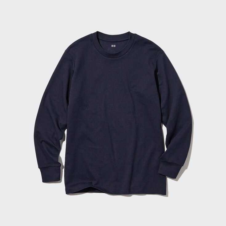 Uniqlo Algodón Camiseta Suave Cepillada - Azul Marino - M