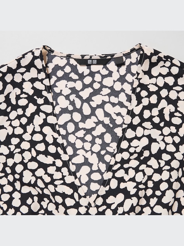 Printed V-Neck Short-Sleeve Mini Dress
