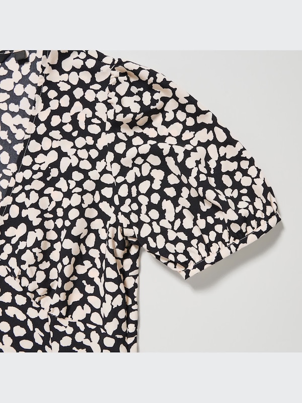 Printed V-Neck Short-Sleeve Mini Dress