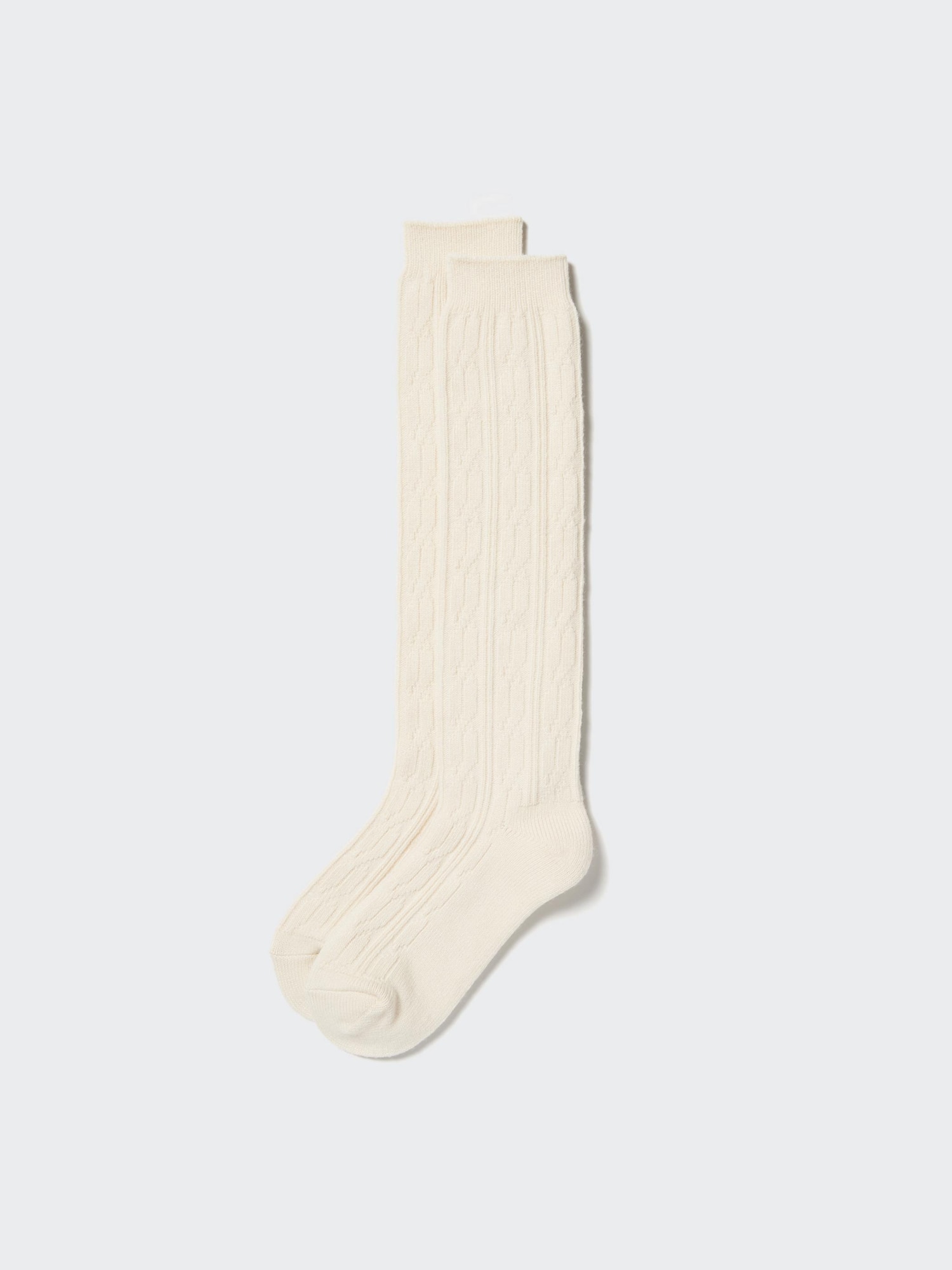 お値下げ不可　TOÉ Cable Knit light beige S Women's HEATTECH Cable Knee-High Socks | UNIQLO US