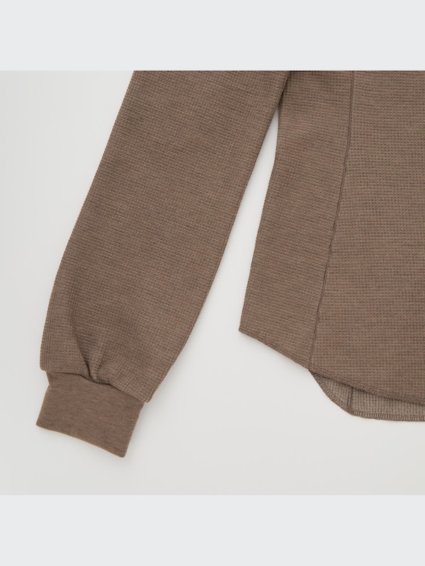 HEATTECH Waffle Wool Blend T-Shirt | Extra Warm | Square Neck