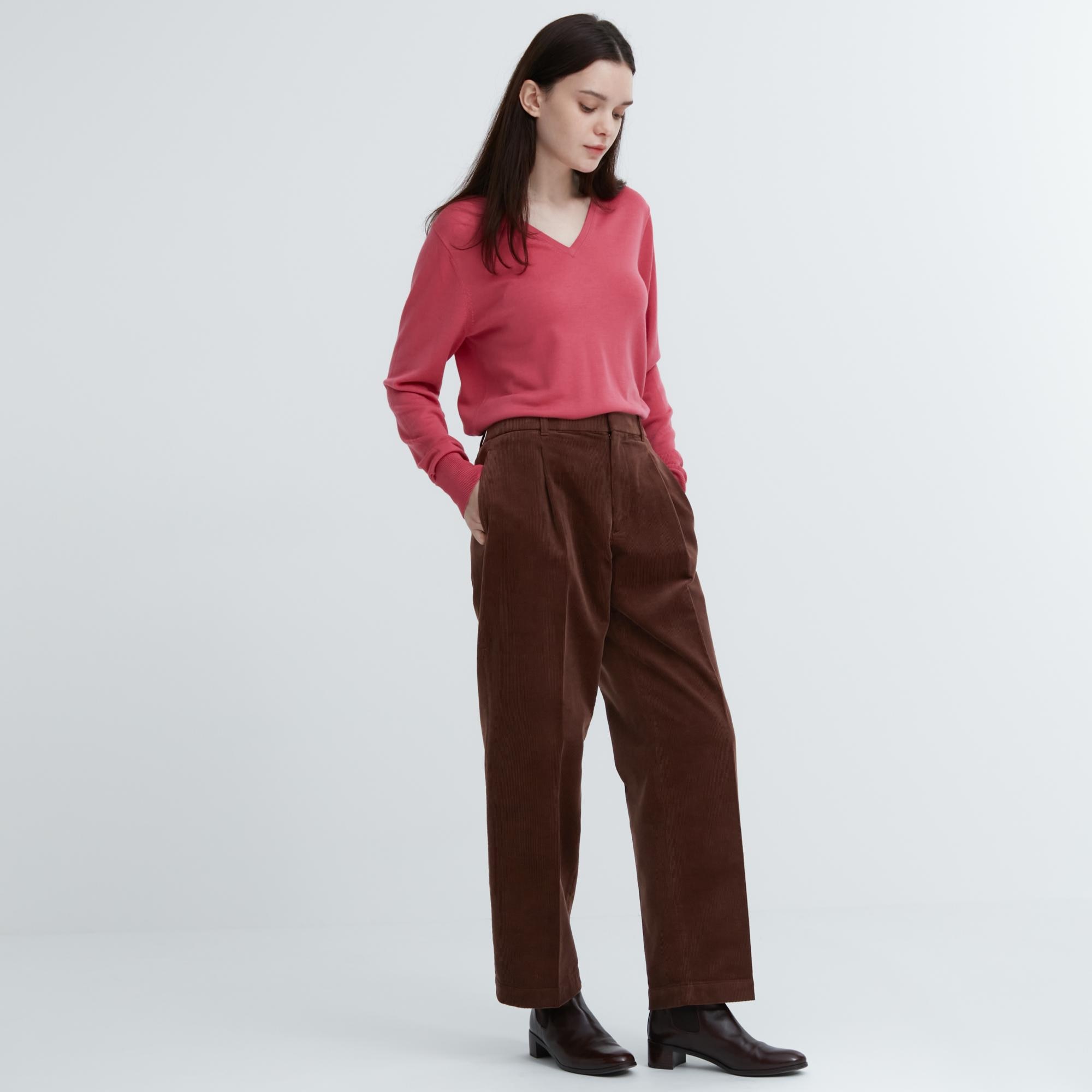 Corduroy Wide-Fit Pleated Pants