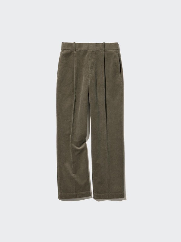 CORDUROY PLEATED WIDE PANTS