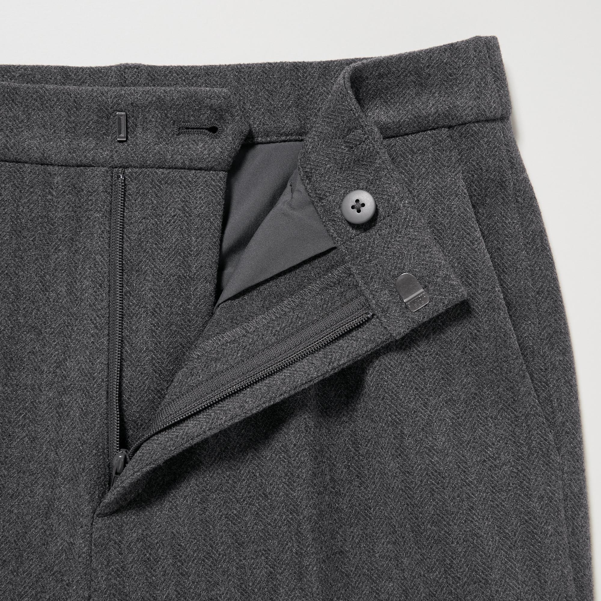 SMART BRUSHED ANKLE PANTS (HERRINGBONE)