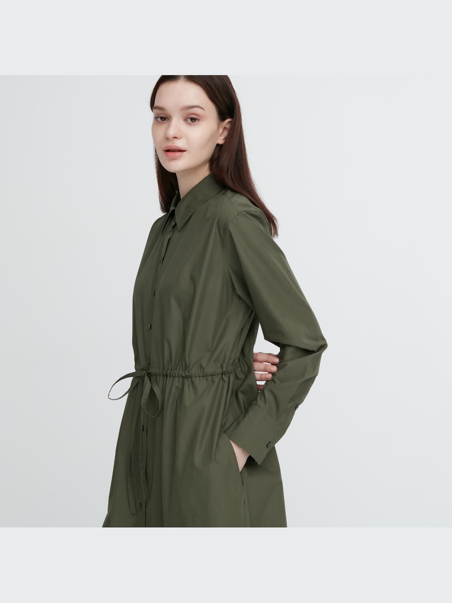 Cotton Long-Sleeve Long Shirt Dress | UNIQLO US