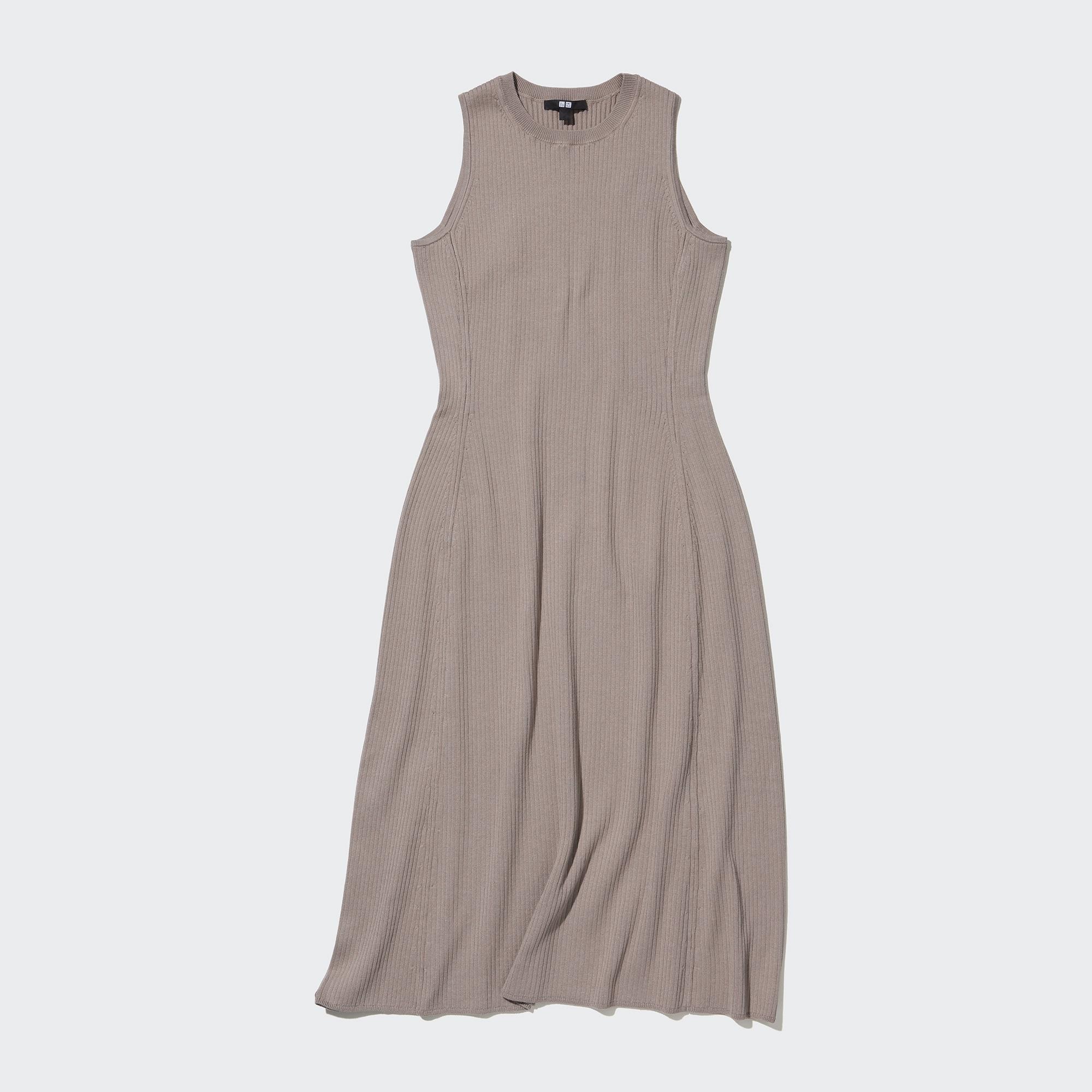 COTTON BLEND KNIT SLEEVELESS DRESS