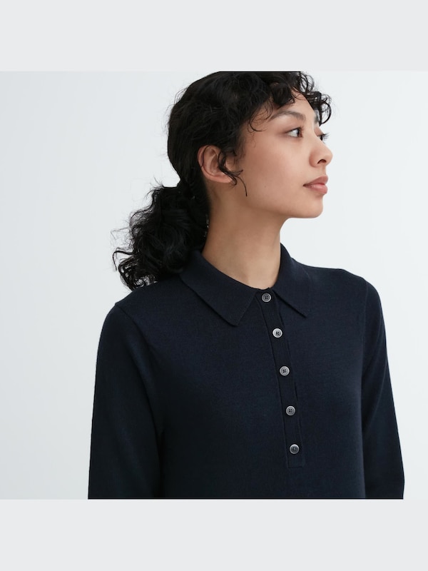 Merino Blend Polo Neck Long Sleeved Dress