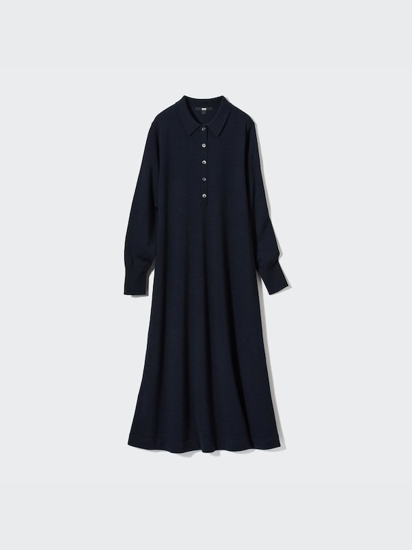 Merino Blend Polo Neck Long Sleeved Dress