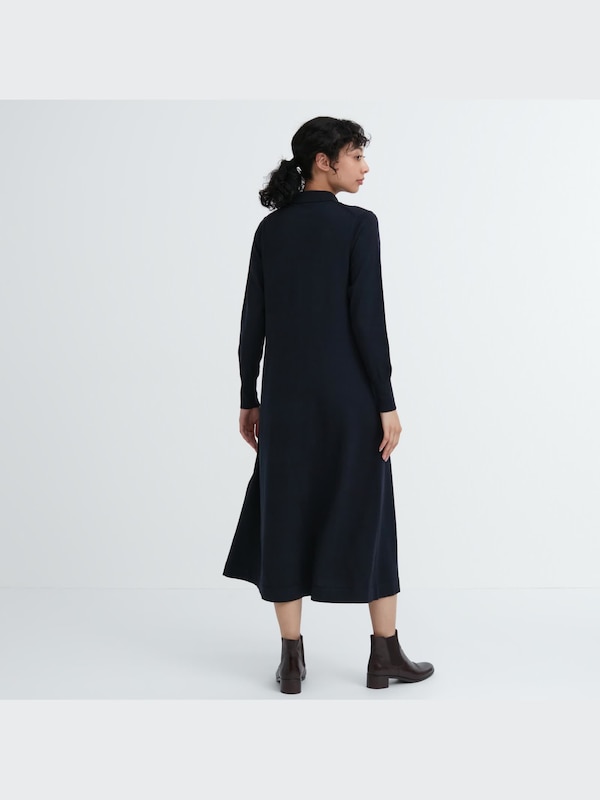 Merino Blend Polo Neck Long Sleeved Dress