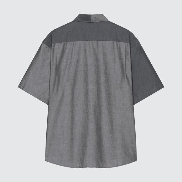 Chambray Oversized Short-Sleeve Shirt (Color Block) (JW Anderson ...