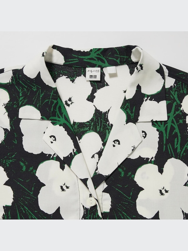 W's Warhol Flowers open collar S/S shirt