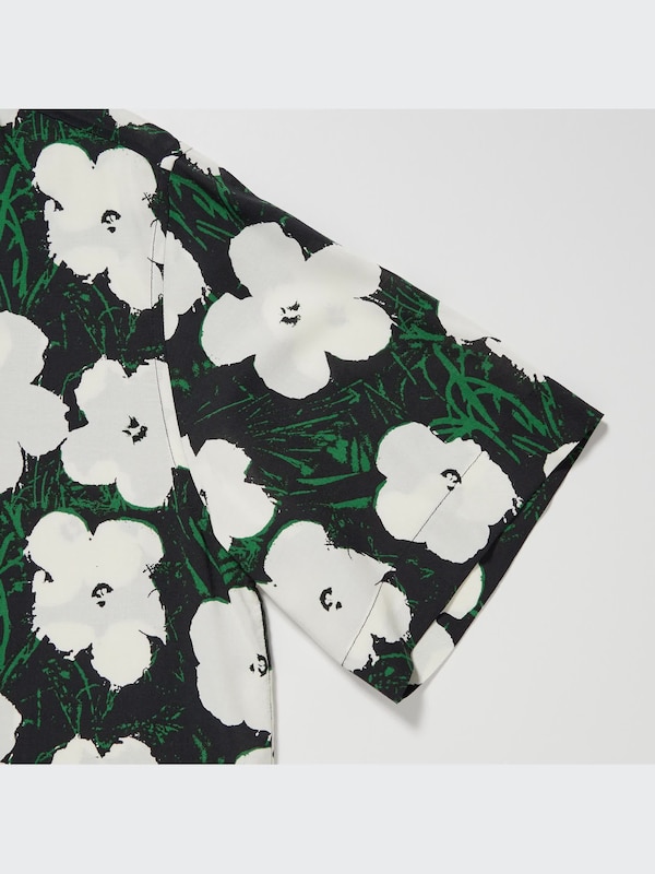 W's Warhol Flowers open collar S/S shirt