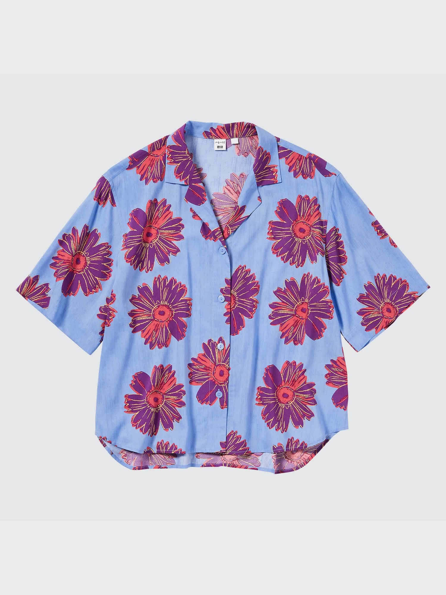 Women's W's Warhol Flowers open collar S/S shirt | UNIQLO UK