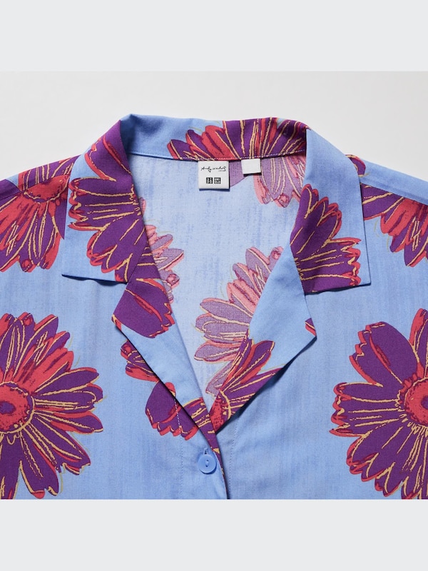 W's Warhol Flowers open collar S/S shirt