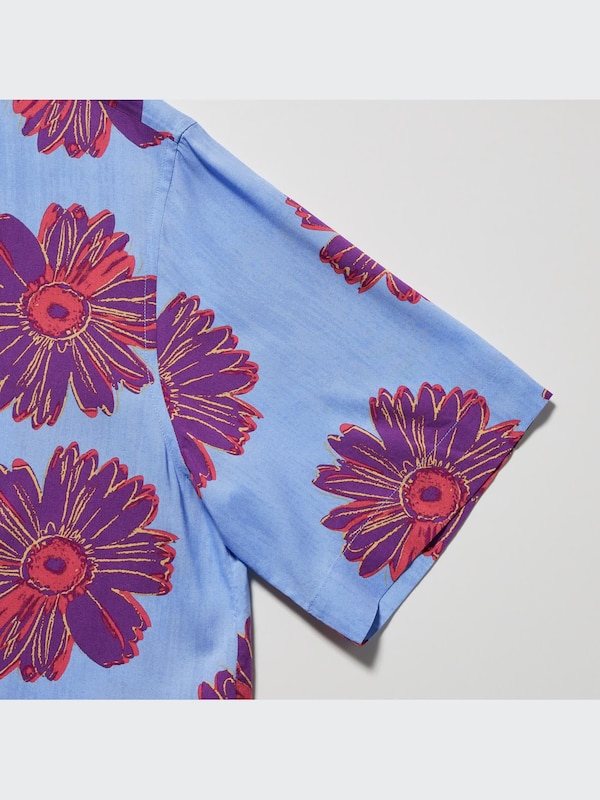 W's Warhol Flowers open collar S/S shirt