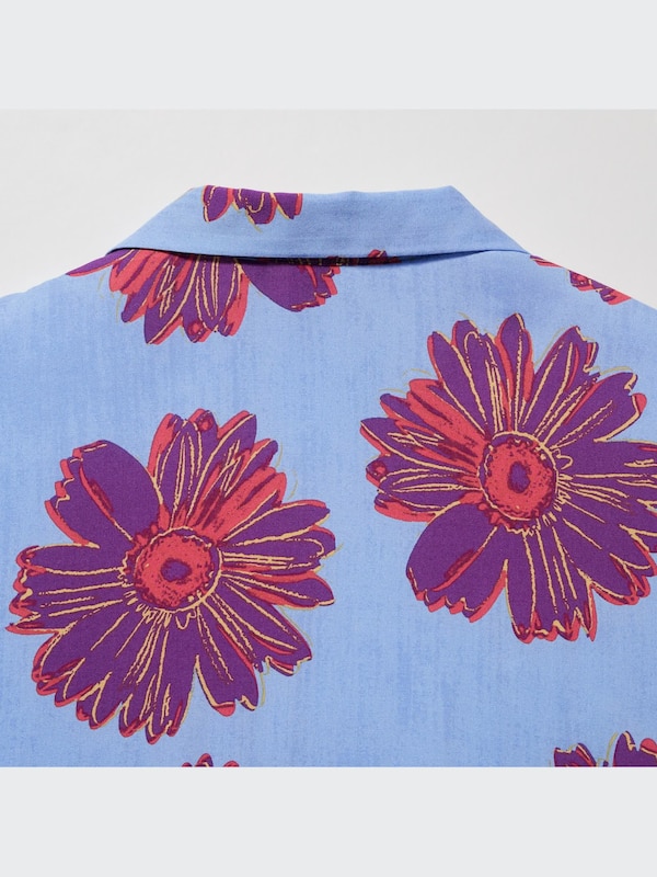 W's Warhol Flowers open collar S/S shirt