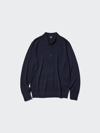 EXTRA FINE MERINO LONG SLEEVE POLO SHIRT