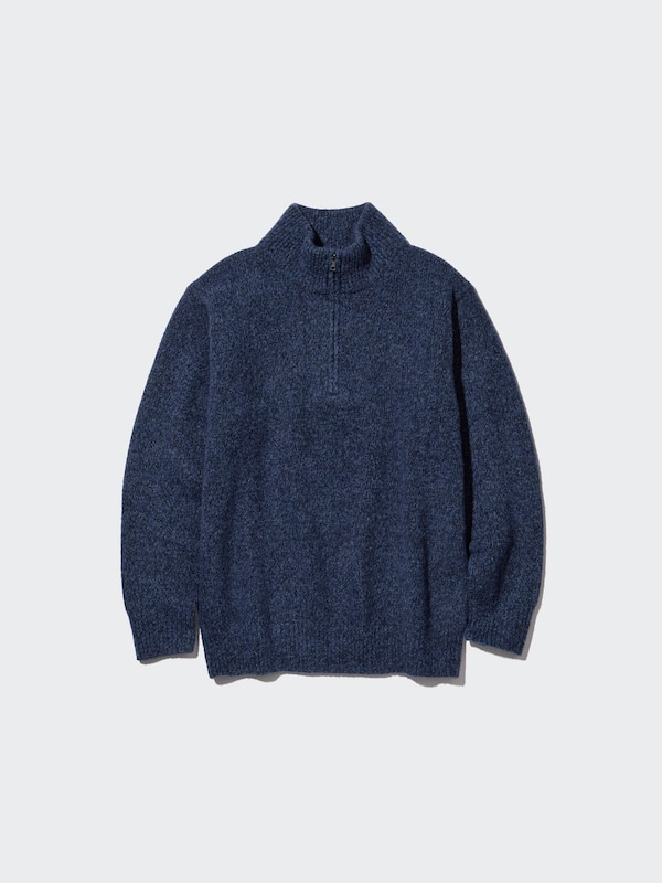 Souffle Yarn Half-Zip Long-Sleeve Sweater