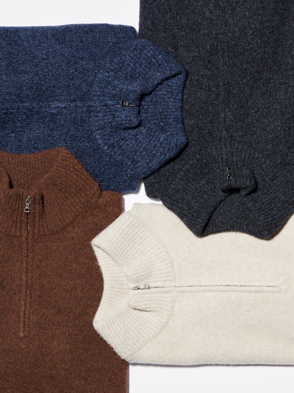 Souffle Yarn Half-Zip Long-Sleeve Sweater