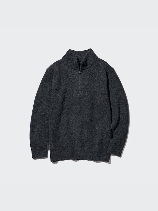 Souffle Yarn Half-Zip Long-Sleeve Sweater