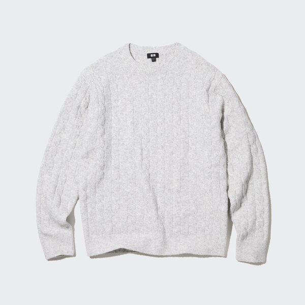 Souffle Yarn Cable Crew Neck Long-Sleeve Sweater | UNIQLO US