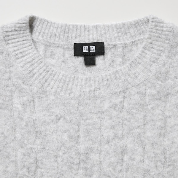 Souffle Yarn Cable Crew Neck Long-Sleeve Sweater | UNIQLO US