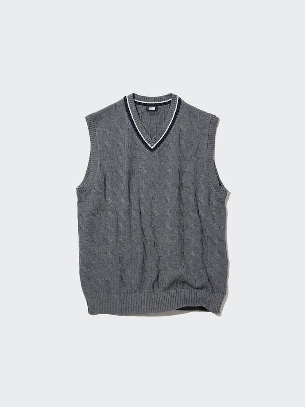 Cable V Neck Knitted Vest