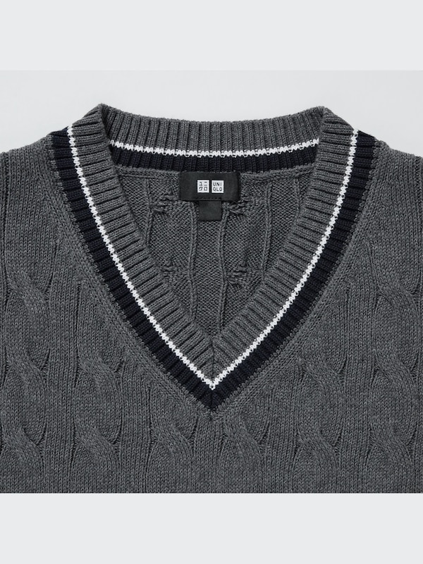 Cable V Neck Knitted Vest