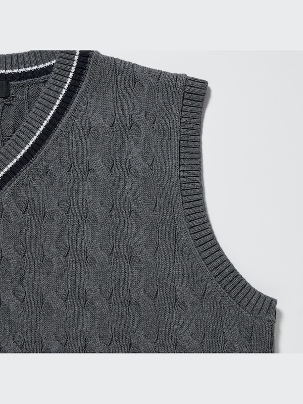 Cable V Neck Knitted Vest