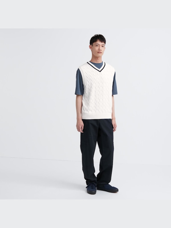 Cable V Neck Knitted Vest